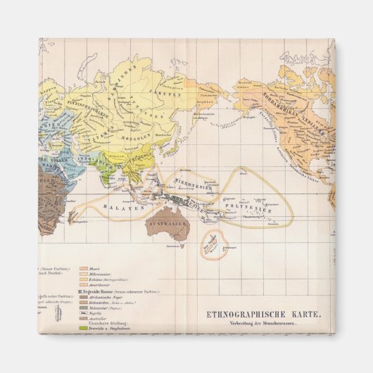 Ethnografische Karte der Welt Magnet (Vorne)