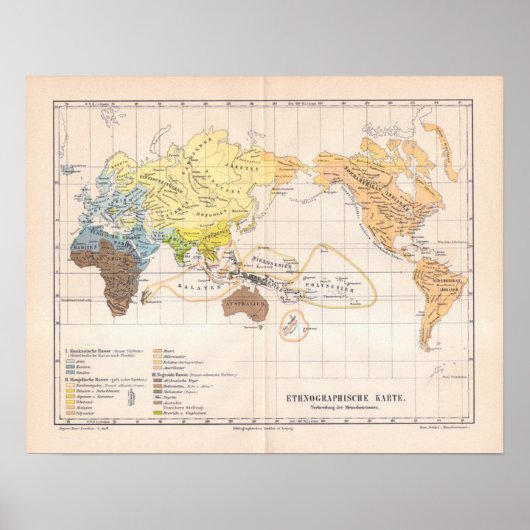 Ethnografische Karte der Welt Poster (Vorne)