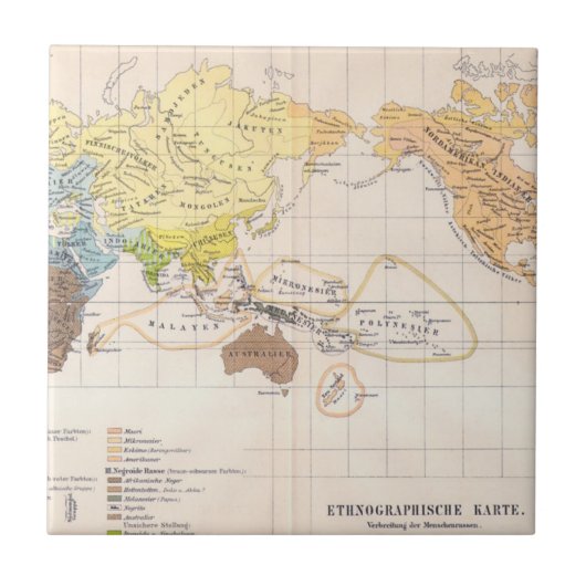 Ethnographische Karte der Welt Fliese (Vorderseite)