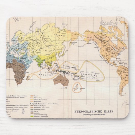 Ethnographische Karte der Welt Mousepad (Vorne)