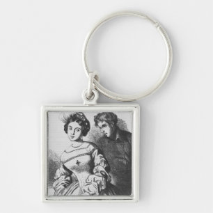 Etienne Lousteau, der mit einem Schauspielerin Schlüsselanhänger