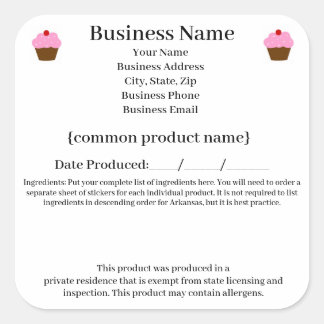 Etikett Arkansas Hütte Food Law / Food Freedom Act Quadratischer Aufkleber