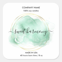 Etikett auf dem Etikett der Kerze aquamarines Etik Quadratischer Aufkleber