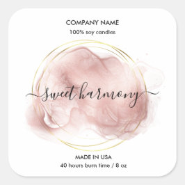 Etikett auf dem Etikett der Kerze aquamarines Etik Quadratischer Aufkleber