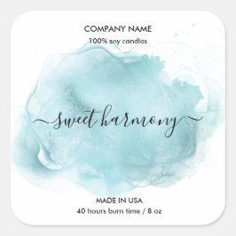 Etikett auf dem Etikett der Kerze aquamarines Etik Quadratischer Aufkleber
