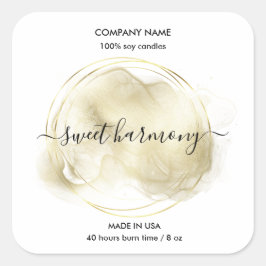 Etikett auf dem Etikett der Kerze aquamarines Etik Quadratischer Aufkleber