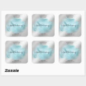 Etikett auf dem Etikett der Kerze aquamarines Etik Quadratischer Aufkleber (Blatt)