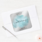 Etikett auf dem Etikett der Kerze aquamarines Etik Quadratischer Aufkleber (Umschlag)