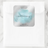 Etikett auf dem Etikett der Kerze aquamarines Etik Quadratischer Aufkleber (Tasche)