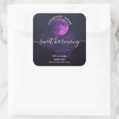 Etikett auf dem Etikett der Kerze lila Moon-Glas Quadratischer Aufkleber (Tasche)