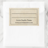 Etikett auf der Rückseite des Kunstwerks Rechteckiger Aufkleber (Tasche)