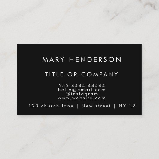 Etikett aus schwarzem und goldfarbenem Marmor Visitenkarte (Rückseite)