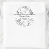 Etikett "Black & White Sketch Tomato Salsa" Runder Aufkleber (Tasche)