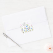 Etikett "Blaue Blumen und rosa Beeren" Quadratischer Aufkleber (Umschlag)