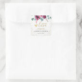 Etikett Bordeaux-Blume mit Handanitisierer, golden Quadratischer Aufkleber (Tasche)