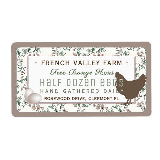 Etikett Botanisch mit Hen und Eiern (Vorne)