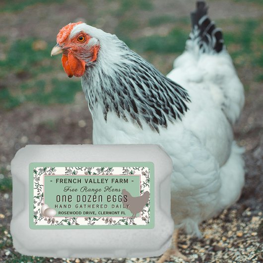 Etikett Botanisch mit Hen und Eiern 