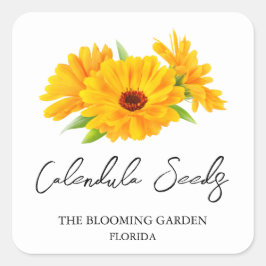 Etikett Calendula Seeds Quadratischer Aufkleber