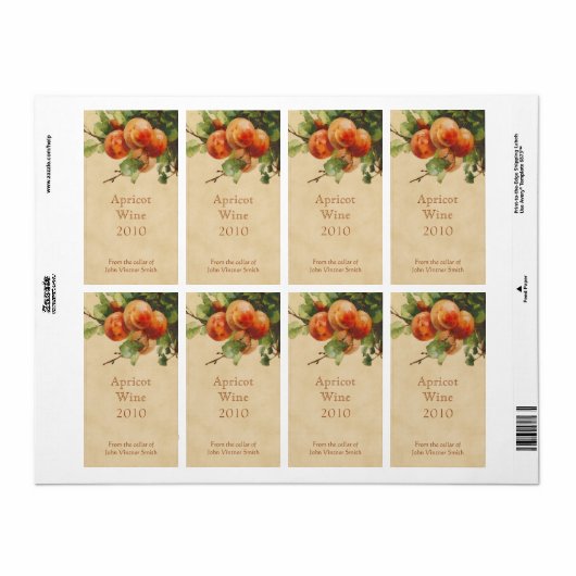 Etikett der Apricot-Weinflasche (Vorne)