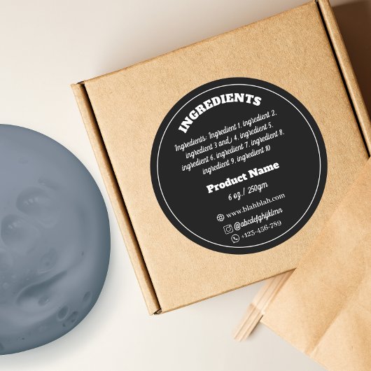 Etikett der Inhaltsstoffe Runder Aufkleber