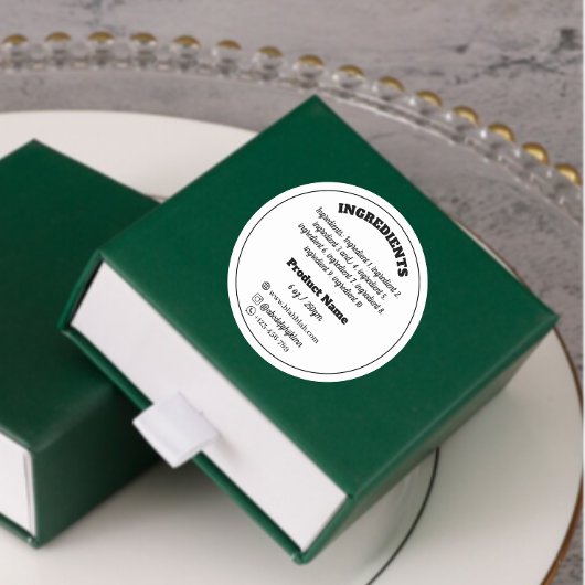 Etikett der Inhaltsstoffe Runder Aufkleber