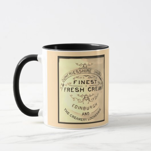 Etikett der Lockerbie Creamery mit schwarzer Textu Tasse (Links)