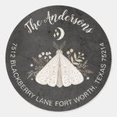 Etikett der mystischen Moth-Rücksendeadresse Runder Aufkleber (Vorderseite)