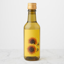 Etikett der Ölflasche mit Sonnenblumen
