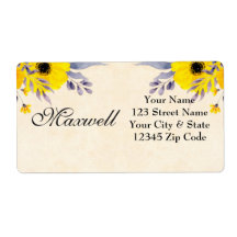 Etikett der personalisierten gelben floralen Versa