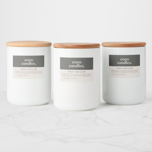 Etikett der Produktkerze (Flaschen)