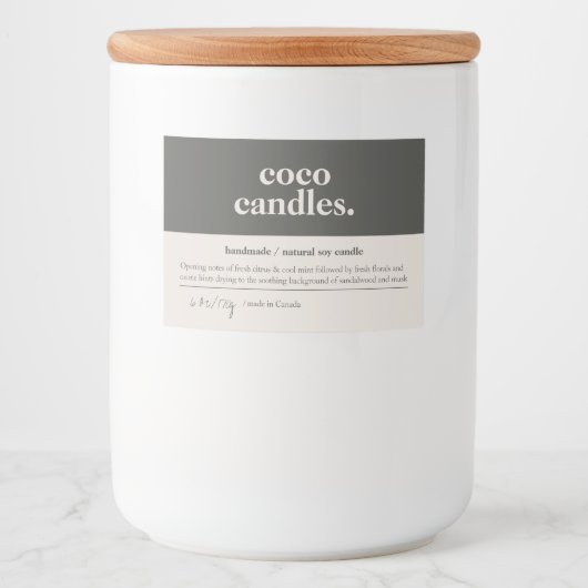 Etikett der Produktkerze (Vorderseite)