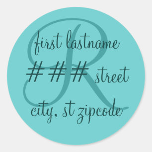 Etikett der "R"-Monogramm-Rückadresse - personalis Runder Aufkleber