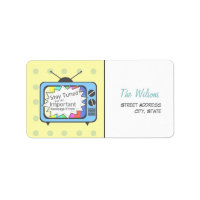 Etikett der Retro-Adresse - Blaues TV-Set