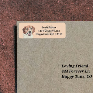 Etikett der Rücksendeadresse des Pastell-Beagle