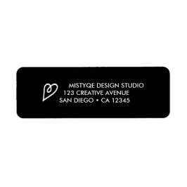 Etikett der Rücksendeadresse für Herz in Schwarz