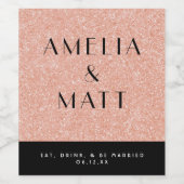 Etikett der Weinflasche mit Imitaten Rose Gold Gli (Einzelnes Label)