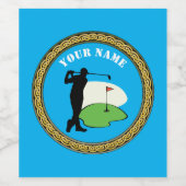 Etikett der Weinflasche - Name hinzufügen - Golfer (Einzelnes Label)