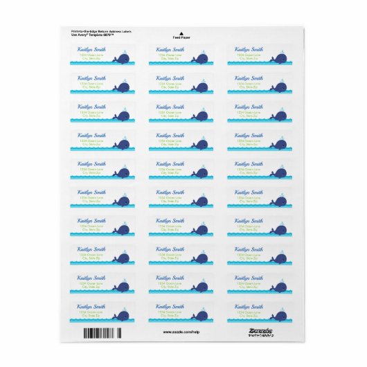 Etikett der Whale-Rücksendeadresse (Vorne)