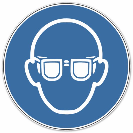 Etikett des Augenschutzzeichens tragen (Vorderseite)