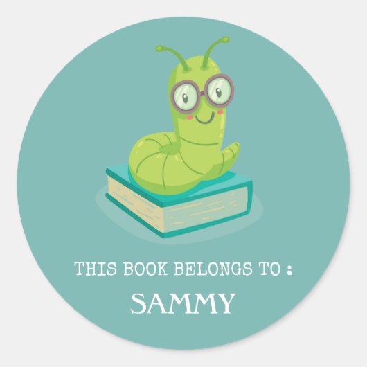 ETIKETT DES BUCHS : NIEDLICH BABY BUCHWORM RUNDER AUFKLEBER (Vorderseite)