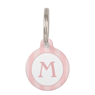 Etikett des Pets - Rosa Streifen mit Monogramm Haustiermarke