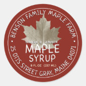 Etikett für Ahornsirup mit Ahornleaf Runder Aufkleber (Vorderseite)