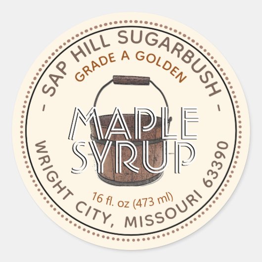 Etikett für Ahornsirup-Sap-Bucket Runder Aufkleber (Vorderseite)