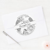 Etikett für Ananas mit schwarzem und weißem Sketch Runder Aufkleber (Umschlag)