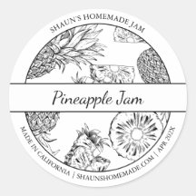 Etikett für Ananas mit schwarzem und weißem Sketch