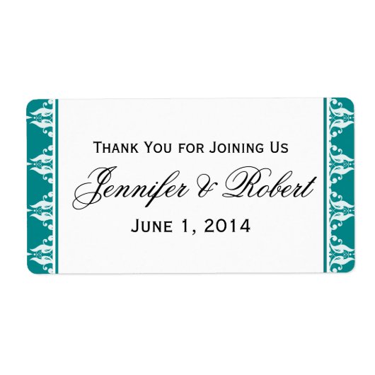 Etikett für aquamarine und weiße Flaschen an der G (Vorne)