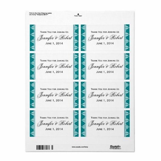 Etikett für aquamarine und weiße Flaschen an der G (Vorne)