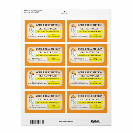 Etikett für ärztliche Verschreibung Alte Furz Gast (Vorne)