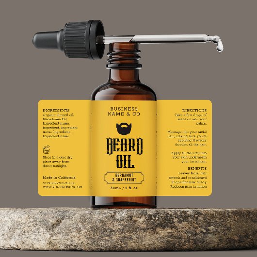 Etikett für Bart Oil Label Senf Mens