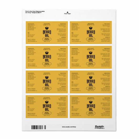 Etikett für Bart Oil Label Senf Mens (Vorne)